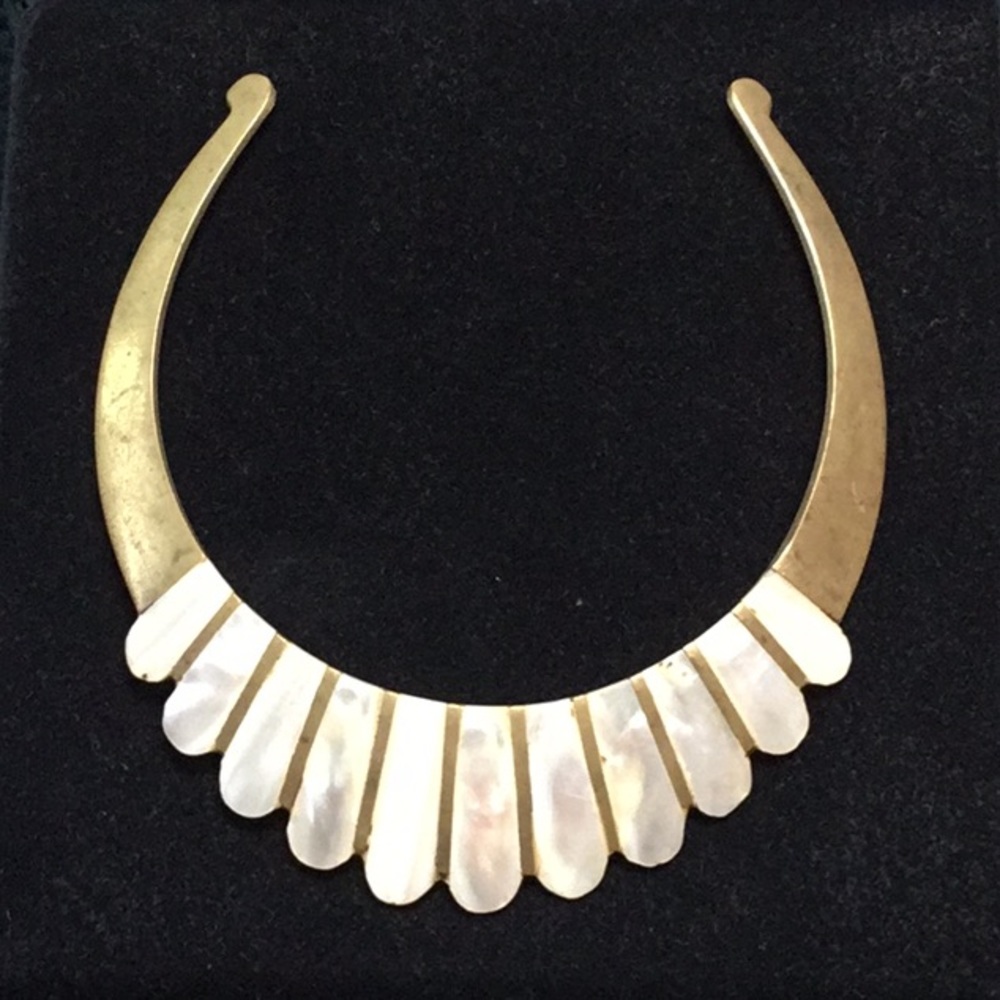Bohemian mother of pearl collar necklace